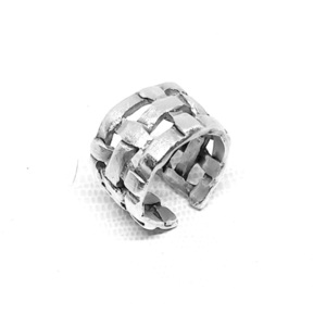 Δαχτυλίδι ασημένιο 925 - "griglia" - ασήμι 925, γεωμετρικά σχέδια, μεγάλα, αυξομειούμενα - 2