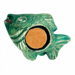 Ρεσώ ψαράκι, από γύψο καλλιτεχνίας, πράσινο ασημί, 14cm - ζωγραφισμένα στο χέρι, ρεσώ & κηροπήγια, γύψος