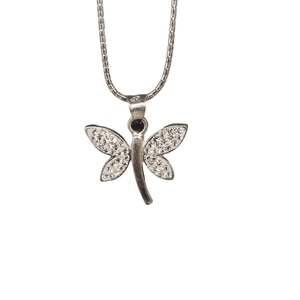 "Dragonfly necklace" - ασήμι 925, πεταλούδα, κοντά, μενταγιόν
