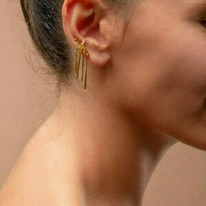 Terpsichore Ασημένιο Ear Cuff με επιχρύσωση - ασήμι, επιχρυσωμένα, ear cuffs - 2