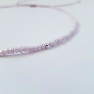 κολιέ κοντό / τσόκερ με μαργαριτάρι μικρές ρόζ χάντρες - ασήμι, μαργαριτάρι, τσόκερ, seed beads - 3
