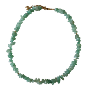 Green necklace - τσόκερ, χάντρες, κοντά, ατσάλι
