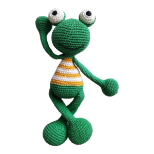 Χειροποίητο πλεκτό βατραχάκι 25cm - crochet, χειροποίητα, λούτρινα, amigurumi, πλεκτό ζωακι