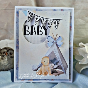 Ευχετήρια χειροποίητη κάρτα για νεογέννητο αγοράκι #21 - χειροποίητα, βρεφικά, γέννηση, δώρο γέννησης, ευχετήριες κάρτες - 2