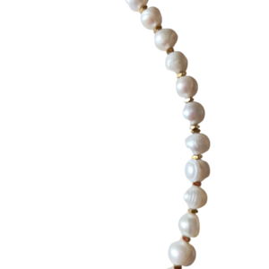 Perla necklace - μαργαριτάρι, μακριά, ατσάλι, μεγάλα - 2