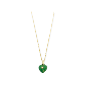 Κολιέ χάλκινο με πράσινη καρδιά - 45εκ - charms, χαλκός, καρδιά, κοντά, φθηνά - 3