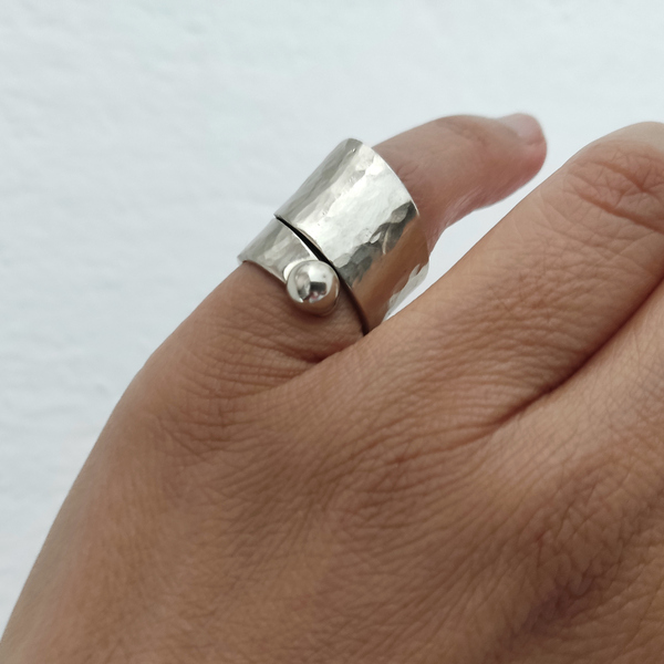 Χειροποίητο αντρικό ή γυναικείο φαρδύ σεβαλιέ δαχτυλίδι από αλπακά - chevalier, αλπακάς, boho, σταθερά - 4