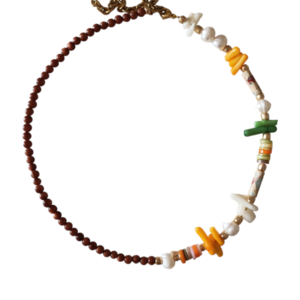 Safari necklace - ημιπολύτιμες πέτρες, μαργαριτάρι, τσόκερ, κοντά, ατσάλι