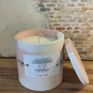 Τhe " Nude & White" jesmonite pot - αρωματικά κεριά, κεριά, κερί σόγιας - 2