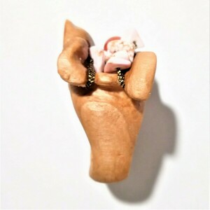 “Almondinia” δακτυλίδι ανατομικό από Ξύλο Ελιάς με ροζ Αχάτη και Κοραλόμηλο - ημιπολύτιμες πέτρες - 4