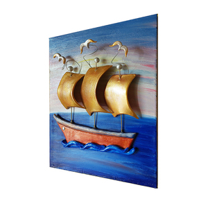 3D Πίνακας ζωγραφικής με καράβι από πηλό 30x40x3cm - πίνακες & κάδρα, καράβι, πίνακες ζωγραφικής - 3