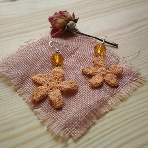 μακραμέ σκουλαρίκια λουλούδια - ασήμι 925, μακραμέ, λουλούδι, κρεμαστά, γάντζος - 5