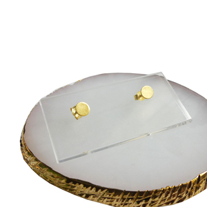 Επιχρυσωμένα σκουλαρίκια μικρός δίσκος με ματ φινίρισμα (διάμετρος δίσκου: 0,5 εκ) - επιχρυσωμένα, ορείχαλκος, ασήμι 925, καρφωτά, μικρά - 2