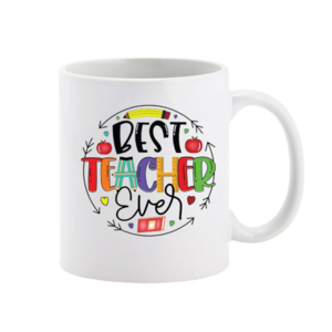 Κεραμική κούπα "best teacher ever" - πορσελάνη, κούπες & φλυτζάνια, για δασκάλους
