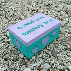 Ξύλινο χειροποίητο "η μαμά μου" memory box- Μέντα/Λιλά- 30*20*13,5 εκ. - μαμά, μαμά και κόρη, ξύλινα διακοσμητικά, δώρα για γυναίκες, αναμνηστικά δώρα - 3