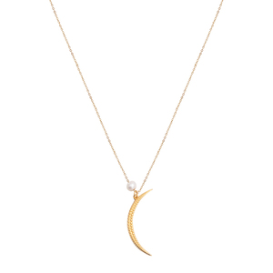 Κολιέ Ατσάλινο Με Αυξομείωση "Golden Moon" - charms, επιχρυσωμένα, φεγγάρι, ατσάλι, boho