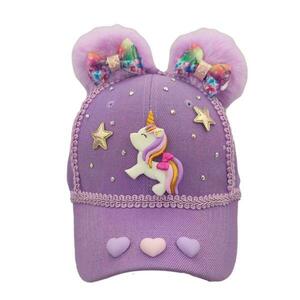 Καπέλο jockey υφασμάτινο για κορίτσι 2-6 ετών με μονοκερο σε μοβ χρωμα 52-56 εκ.. - κορίτσι, καπέλα