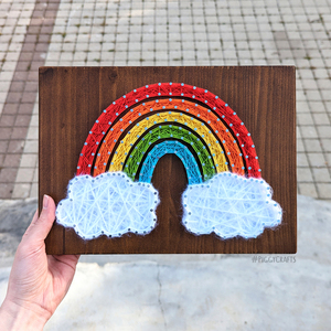 Ξύλινο κάδρο "Rainbow" 30x20cm - ξύλο, πίνακες & κάδρα, συννεφάκι, παιδικά κάδρα, δώρο γεννεθλίων - 5