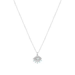 Κολιέ Επάργυρο Με Ατσάλινη Αλυσίδα "Egyptian Eye" - charms, επάργυρα, μάτι, ατσάλι, boho