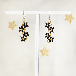 Χειροποίητα σκουλαρίκια με γυάλινες επιχρυσωμένες 24Κ χάντρες Miyuki - Star Flowers - επιχρυσωμένα, ασήμι 925, χάντρες, κρεμαστά, γάντζος - 2