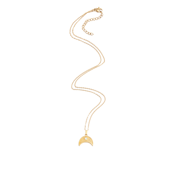 Κολιέ Κοντό Επίχρυσο με Ατσάλινη Αλυσίδα "Golden Horn" - charms, επιχρυσωμένα, κοντά, ατσάλι, boho - 2