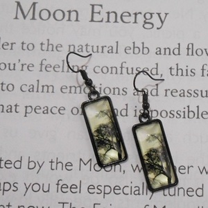 Σκουλαρίκια με γυαλί Moon Dark Sunset earrings - γυαλί, φεγγάρι, κρεμαστά, γάντζος - 2