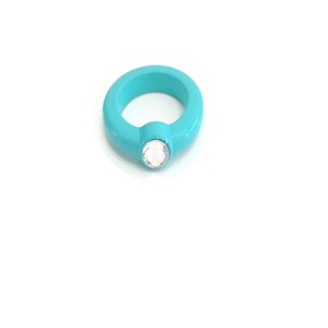Ακρυλικό Δαχτυλίδι τυρκουαζ - πλαστικό, βεράκια, σταθερά - 5