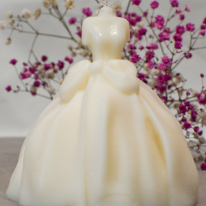 Αρωματικό Κερί Σόγιας 165γρ Φόρεμα Με Φιόγκο Με Άρωμα White Musk - αρωματικά κεριά, πρωτότυπα δώρα, 100% φυτικό, soy wax - 3