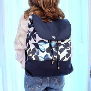 Καλοκαιρινή μπλε τσάντα πλάτης Backpack - ύφασμα, πλάτης, μεγάλες, all day, πάνινες τσάντες - 5