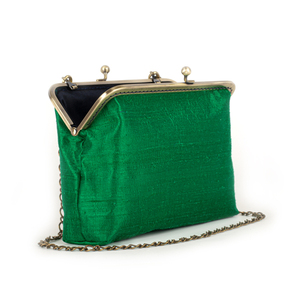 Πράσινη βραδινή τσάντα - ύφασμα, clutch, ώμου, χειρός, βραδινές - 2