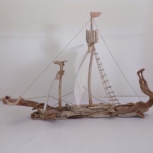 Driftwood Ship 01 - ξύλο, κοχύλι, διακοσμητικά