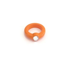 Ακρυλικό Δαχτυλίδι πορτοκαλί - πλαστικό, βεράκια, σταθερά, φθηνά - 2