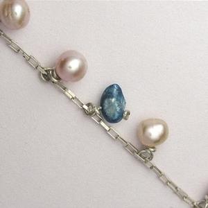 Pearl party bracelet. - ημιπολύτιμες πέτρες, αλυσίδες, μαργαριτάρι, ασήμι 925, χεριού - 3
