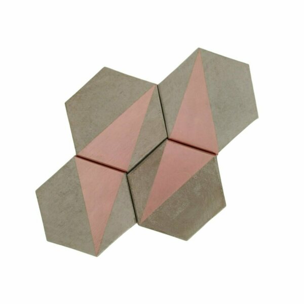 Τέσσερα τσιμεντένια σουβέρ 10.5 X 1.0 //rokkaku tringle copper - σουβέρ, τσιμέντο, γεωμετρικά σχέδια, είδη σερβιρίσματος