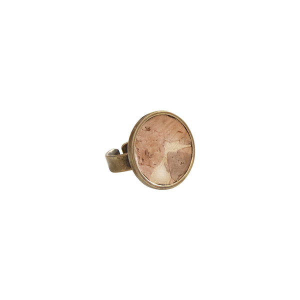 Δαχτυλίδι Αυξομειούμενο Φελλός "Bronze Circle" - ορείχαλκος, στρογγυλό, boho, αυξομειούμενα