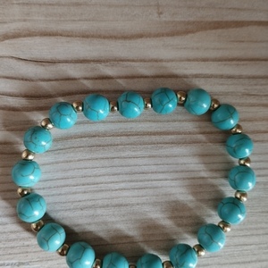 Blue Beaded Bracelets - ημιπολύτιμες πέτρες, χάντρες, σταθερά, χεριού, φθηνά - 5