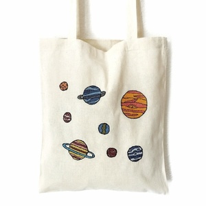 Βαμβακερή Kεντημένη τσάντα πολλαπλών χρήσεων - planet system - - ύφασμα, ώμου, μικρός πρίγκιπας, tote, πάνινες τσάντες