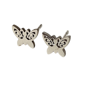 Ατσάλινα σκουλαρίκια πεταλούδες - πεταλούδα, καρφωτά, μικρά, ατσάλι, καρφάκι