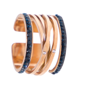 Ατσάλινο Γυναικείο Δαχτυλίδι JULIET BLACK σε χρώμα χρυσό ,μέγεθος Αυξομειουμενο - ατσάλι, για γάμο, αυξομειούμενα, φθηνά - 4