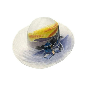 Γυναικείο ψάθινο καπέλο με ζωγραφιά της Σαντορίνης - ψάθινα - 2