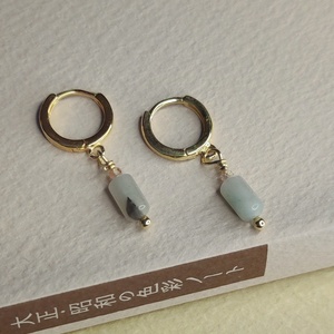 "Light Blue Amazonite" Earrings - ασήμι, ημιπολύτιμες πέτρες, επιχρυσωμένα, μικρά, κρεμαστά
