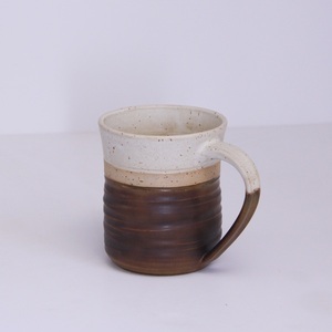 Χειροποίητη κεραμική κούπα σε καφέ- μπεζ χρώμα, 300ml. - πηλός, κούπες & φλυτζάνια - 3