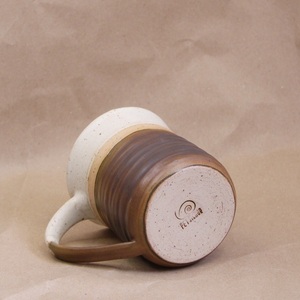 Χειροποίητη κεραμική κούπα σε καφέ- μπεζ χρώμα, 300ml. - πηλός, κούπες & φλυτζάνια - 5