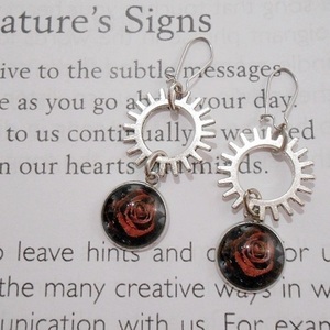 Σκουλαρίκια με γρανάζια και γυαλί, κρεμαστά Gothic rose Steampunk - γυαλί, λουλούδι, κρεμαστά, γάντζος - 3