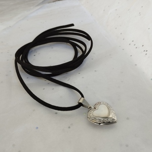 Kολιέ από ατσάλι silver heart μήκους περ. 51- 52 cm - καρδιά, επάργυρα, μακριά, ατσάλι, μενταγιόν - 3