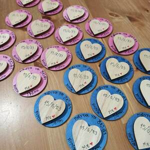 μαγνητάκια καρδιά με αφιέρωση αναμνηστικό δωράκι από τη δασκάλα στους μαθητές - ξύλο, μαγνητάκια ψυγείου, αναμνηστικά δώρα, για δασκάλους - 5
