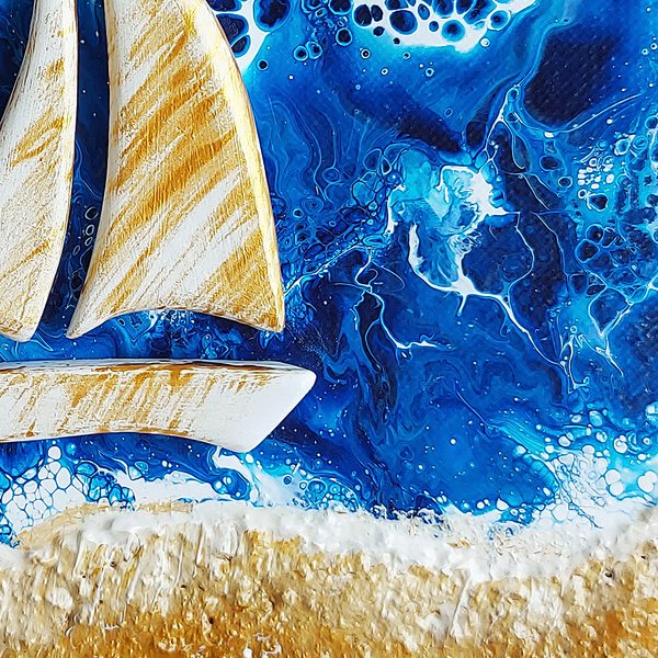 3D στρόγγυλος Πίνακας ζωγραφικής Νο 8 θάλασσα 23x23cm - πίνακες & κάδρα, θάλασσα, 3d, πίνακες ζωγραφικής - 5