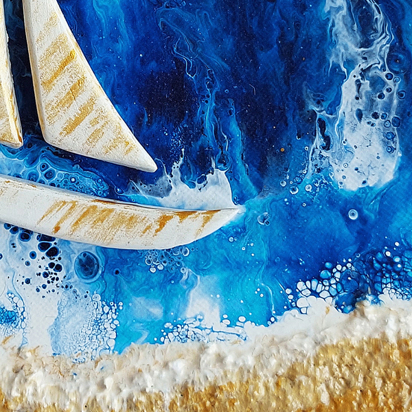 3D στρόγγυλος Πίνακας ζωγραφικής Νο 9 θάλασσα 23x23cm - πίνακες & κάδρα, θάλασσα, 3d, πίνακες ζωγραφικής - 4