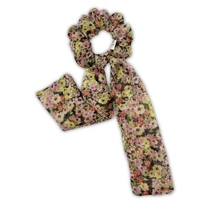 Blossom scarf scrunchie - ύφασμα, φλοράλ, για τα μαλλιά, λαστιχάκια μαλλιών