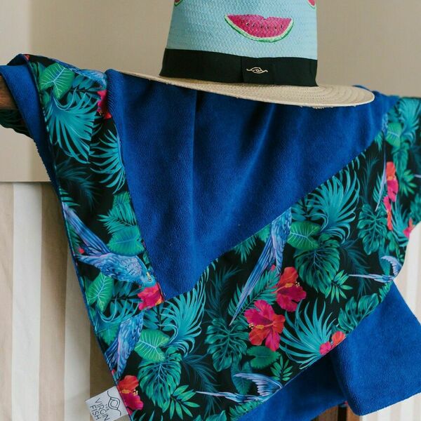 Blue Watermelons Χειροποίητο Καπέλο Παναμά με σχέδιο μπλε Καρπούζια - ψάθινα - 4